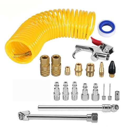 Haofy 20 PCS Air Compressor Accessory Kit, 1/4in 295Inch Air Hose Blow with 20 Piece Set, for Inflating Tires Sports Goods and Auto Repairs (Assorted Color)