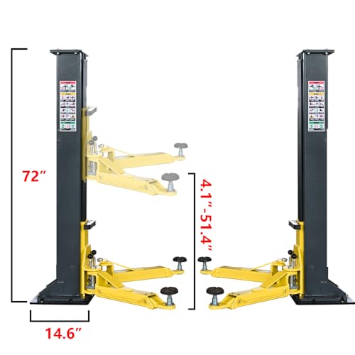 2 Post Car Lift 7000lbs, 8000lbs Tested Heavy Duty Hydraulic Auto Vehicle Truck Lift with 2+3 Adjustable Arm Design, Safety Lock and Rubber Door Protectors, for Garage and Workshop, 110V