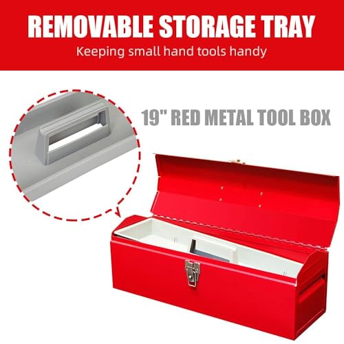 19in Portable Tool Box, 2pack Metal Tool Box, Ideal for Trailer, Mechanic, DIY-ers, Car Toolbox, Workshops, Garages, Repair Shops,Red - size: 2P-19in-Red