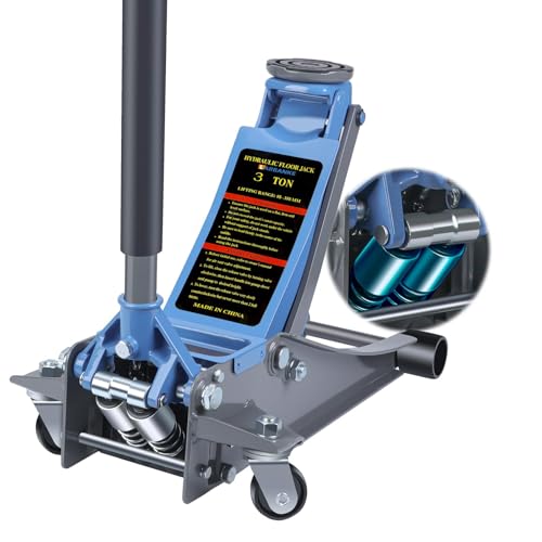Larbanke 3 Ton Hydraulic Floor Jack, Low Profile Steel Jack with Double Pump Quick Rise, Heavy Duty Service Jack for Garage Repair and Maintenance