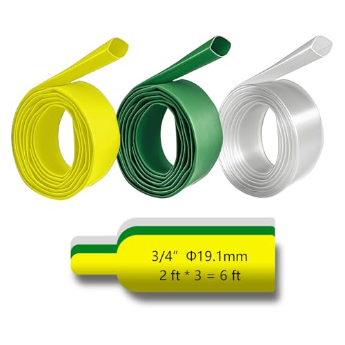 3/4 Inch 3:1 Adhesive Lined Heat Shrink Tubing, Marine Grade Waterproof Dual Wall Cable Wrap, Insulation Sealing Oil-Proof Wear-Resistant Industrial Heat Shrink Tube, 3 Colors 6FT - color: 3/4 inch 3 colors 6FT