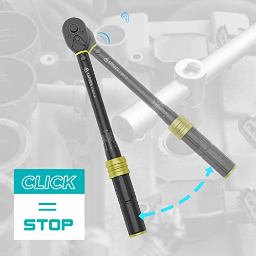 ANPUDS 3/8" Click Torque Wrench, 5-45 Ft-Lb/6.8-61 Nm, Lightweight Aluminum | ±3% Accuracy, Small Mini, 72-Tooth Reversible Ratchet, Dual Scale, for Bike, Motorcycle, Auto Spark Plug Repair, DIYers - size: 5-45 ft-lb / 6.8-61 Nm