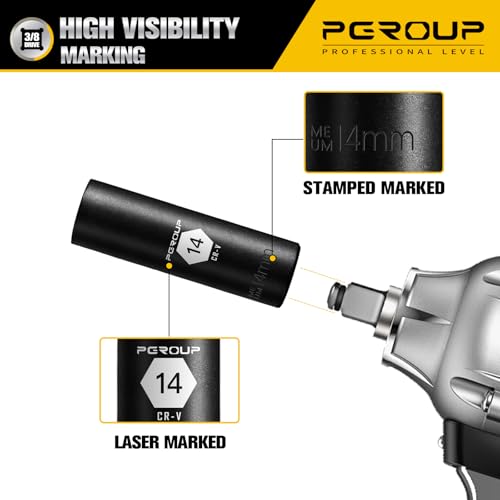 3/8” Drive Deep Impact Socket, Metric(14mm socket), 6-Point, Cr-V Steel With Black Manganese Phosphate Coating - size: 14 mm