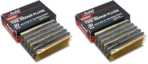CKAuto 30pcs 4" Black Tire Repair Strings, Automotive Tool Tire Repair Plugs for Tubeless Off-Road Tires Car, Bike, ATV, UTV, Wheelbarrow, Mower (Pack of 2) - color: Black, size: 4" x φ0.236" 30pcs (Pack of 2)