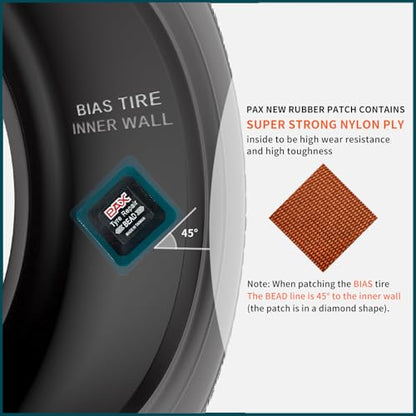 PAX 10 Pcs 75x75mm Upgraded Square 2-in-1 Tire Repair Patches, Suitable for Radial and Bias Tires on Motorcycle, Car, Truck, Agricultural Vehicles, BMX, ATVs, Inflatable Rubber - size: 75x75mm