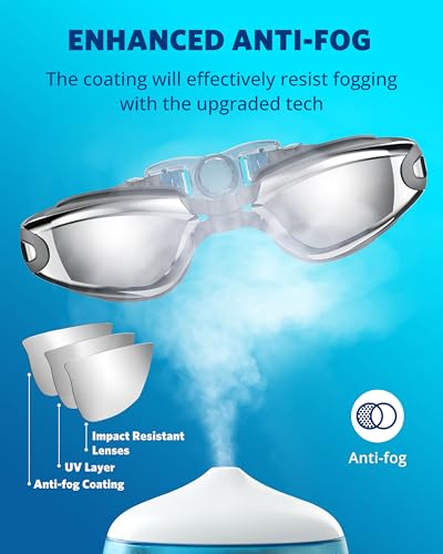Aegend Swim Goggles, Swimming Goggles No Leaking Full Protect Adult Youth - color: Gray Silver