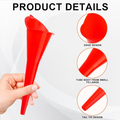 Long-Neck Oil Funnel for Automotive – Multi-Function Plastic Funnel for Oil, Gas & Lubricants – Universal Car Accessory (Red (2-Pack)) - color: Red (2-Pack)