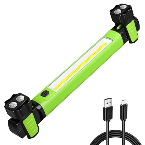 Work Light, 2500LM Bright LED Work Lights, 5200mAh Rechargeable Magnetic Underhood Work Light with Hooks, Cordless Battery Powered Mechanic Light for Car Repairing/Inspection/Garage/Workshop/Emergency - color: Green