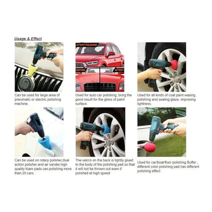 Car Polishing Pad Buffing Foam Sponge Pad Cone Polisher Buffer Pad Automotive Waxing Kit for Car Wheel Hub Headlight Polishing - color: 3pcs