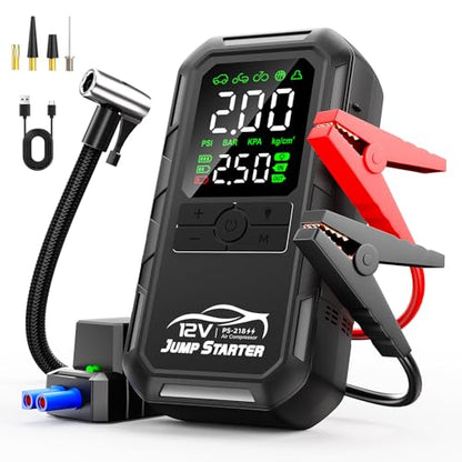 10-in-1 Car Battery Jump Starter with Air Compressor 8000A 160PSI Portable Car Jumper Starter (All Gas 12L Diesel), 12V Jump Box Car Battery Jump Starter Portable Jumper Cables, Lights (8000A) - size: 8000A