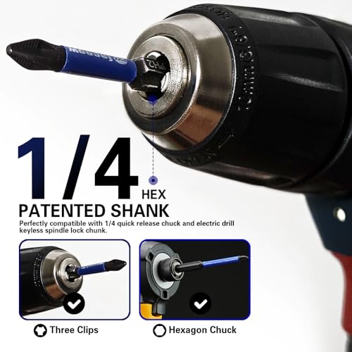 Facoow 8 Pcs Phillips Head Impact Driver Bits, #2 Phillips Head Screwdriver Bits Set, 6" S2 Alloy Steel Impact Bits, 1/4" Hex Shank Screwdriver Drill Bit, CNC Machined ph2 Impact Drill Bits - color: 6"*8pcs, size: PH2