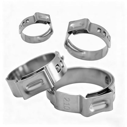 304 Stainless Steel Single Ear Hose Clamps Assortment Kit with Clamp Pliers 6 to 36mm Stepless Crimp Hose Clamps for Auto Pipe Fuel Line Home Appliance (150pcs) - size: 150pcs