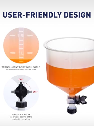 2026 Upgraded Coolant Bleeder Funnel Kit, Radiator Burping Funnel | Radiator Flush Funnel Kit, Car Coolant Air Bleeder Funnel Kit, Radiator Burp Funnel, Spill-Free Coolant Funnel Kit