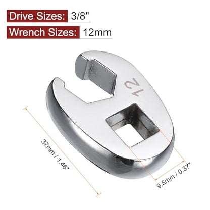 HARFINGTON Drive Crowfoot Wrench 3/8" Drive 12mm Metric Fractional Crowfoot Flare Nut Wrench 40Cr Chrome Plated Open End Crowfoot Wrench for Mechanics Automotive Repair Work - size: 12mm