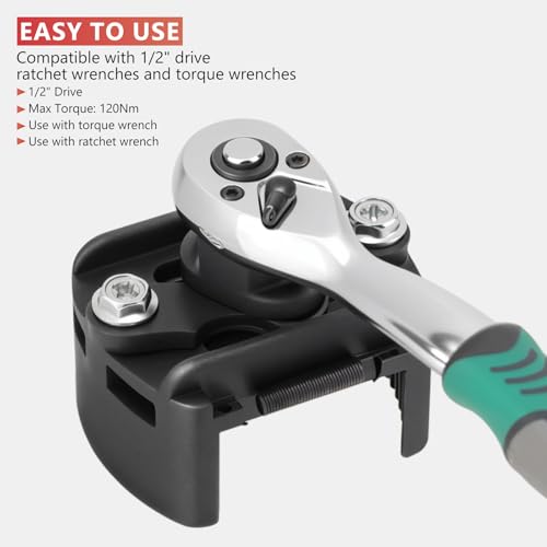 Adjustable Oil Filter Wrench 2-3/8 to 3-1/8 inch(60-80mm) | Universal Oil Filter Removal Tool 1/2'' Drive Fits Small & Medium-sized Spin-on Filters, UTVs, JetSkis - size: 60-80mm
