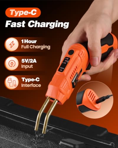 Saker Cordless Plastic Welder Kit | 3 Temperature Modes USB-C Fast Charge | Cordless Freedom, Auto Shut-Off, 3s Rapid Heating, Overheat Protection, Ideal for Auto Bumper & Home Plastic Repair
