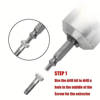 Screw Extractor Set 5PCS, Stripped Screw Extractor with Storage Box, Hex Shank Design, High Speed Steel Double-Ended Drill Bit Tool for Easy Removal of Stripped or Broken Screws