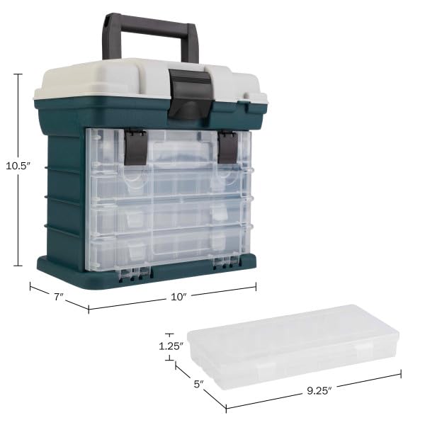 Portable Tool Box - Small Parts Organizer with Drawers and Customizable Compartments for Hardware, Fishing Tackle, Beads, or Crafts by Stalwart (Gray) - size: 10 inches (L) x 7 inches (W) x 10.5 inches (H)