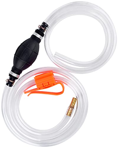 KATUMO 15MM Siphon Pump for Gas, Oil, Diesel, Water, Hand Fuel Pump | Faster Liquid Flow, Higher Transfer Efficiency, 2 Premium PVC Hoses, Thickened Durable Rubber Pump Bulb - color: Black