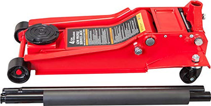 BIG RED AT84007R Torin Hydraulic Low Profile Service/Floor Jack with Dual Piston Quick Lift Pump, 4 Ton (8,000 lb) Capacity, Red - size: 4 Ton (8,000 lb) dual pump quick lift, style: Steel