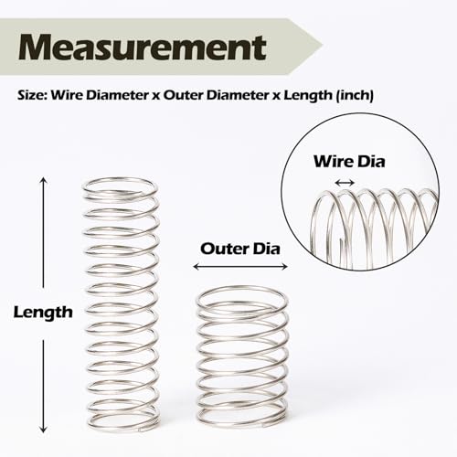 Manderson 185 Pcs Compression Springs Assortment Kit, 13 Different Sizes, Stainless Steel Springs, Mechanical Springs, for Home Repair