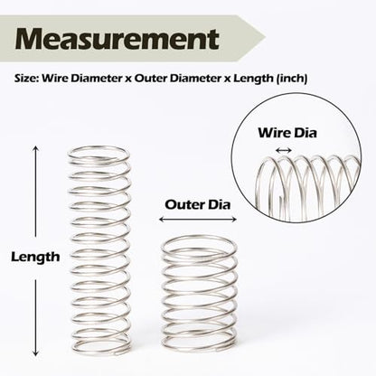Manderson 185 Pcs Compression Springs Assortment Kit, 13 Different Sizes, Stainless Steel Springs, Mechanical Springs, for Home Repair