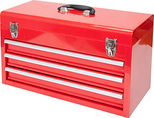 BIG RED ANTBD133-XB Torin 20.5" Portable 3 Drawer Steel Tool Box with Metal Latch Closure, Red - color: Red, size: 20.5in