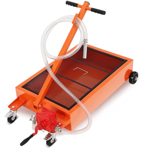 GAOMON Oil Drain Pan,Low Profile Oil Drain Pan with Electric Pump,Oil Change Pan with 8ft Hose & Folding Handle, Rolling Oil Drain Cart for Car, SUV, Trucks Oil Draining - size: 15 Gallon, style: Manual