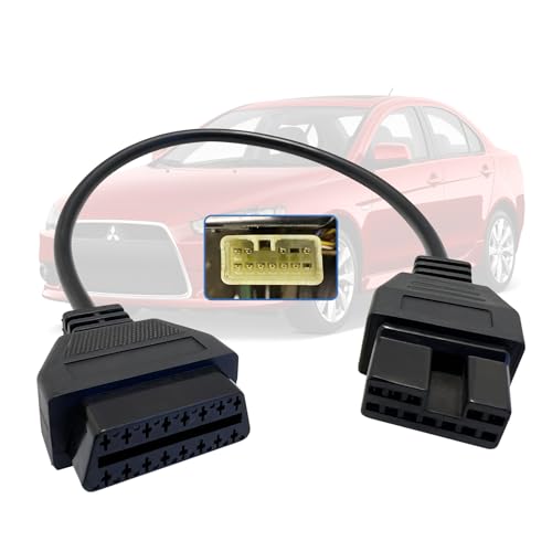 OBD1 to OBD2 Adapter for Mitsubi shi 12 Pin Connector, Compatible for Mitsubi shi and Hyundai Vehicles 12Pin to 16Pin Adapter Cable, Work with ELM327 OBDii Diagnostic Scanner Tool Code Reader - style: Fit for Mitsubi-shi 12pin
