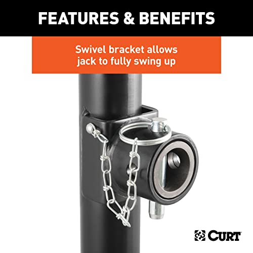 CURT 28320 Weld-On Pipe-Mount Swivel Trailer Jack, 2,000 lbs., 10-3/4 Inches Vertical Travel