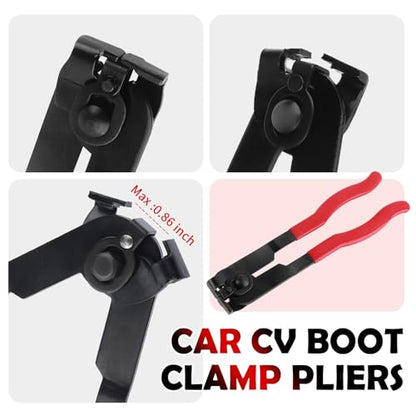 Car CV Boot Clamp Pliers Kit,Car CV Boot Clamp Tool Kit Includes Large & Small CVS Boots Clamps,Sturdy Cars CVS Axle Boots Clamps Tool Automotive Tools with Non-Slip Handle