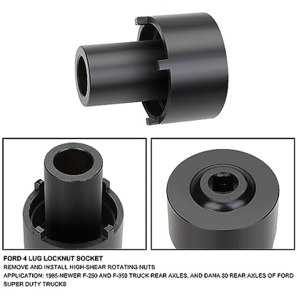 6PCS 4WD Spindle Nut Socket Set, 4 Lug Lock Nut Sockets, 6 Lug Socket, FWD Front Spindle Puller