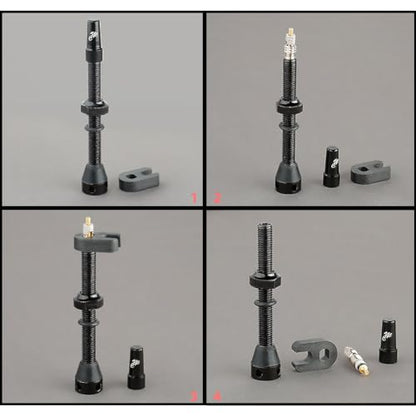 8Pcs Bicycle Presta Valve Stem 44mm / 1.74 Inch Vacuum Tire Nozzle Portable Alloy Kit for Mountain Road Bike Rim Tubeless Valve Repair Tool with Valve Core Remover Tool and Valve Stem Caps