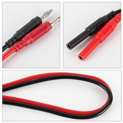 4mm Banana Plug to Jack Male to Female Connectors Multimeter Test Lead Extensions Heavy Duty 14AWG Silicone Wires for Professional Electrical Testing - color: 1set banana to jack