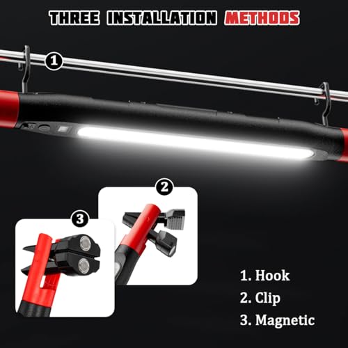 Car Magnetic Work Light Bar, 700LM Rechargeable LED Under Hood Light for Mechanic Garage Workshop, Poratble Automotive Underhood Repair Work Lamp, Universal for Vehicles