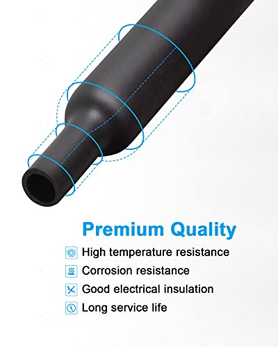 650 PCS Heat Shrink Tubing Kit, UL Approved Heat Shrink Tube Wire Wrap, 2:1 Ratio Electrical Cable Sleeve Assortment with Storage Case for Long Lasting Insulation Protection (8 Sizes, Black) - size: Ratio 2:1