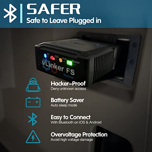 Vgate vLinker FS Bluetooth OBD2 Diagnostic Scan Tool, OBDII Car Code Reader for iOS, Android & Windows | OBDII Car Code Reader, iOS Compatible, Android Compatible, Windows Compatible