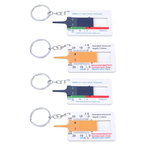 Pack of 4 Tire Treads Depth Gauges 0 to 20mm Easy Carry Keychains Measuring Tool Upgrades for Car Motorcycles Trucks