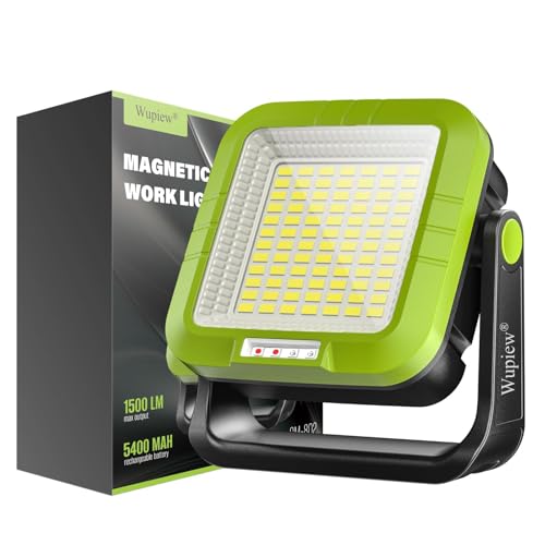 Magnetic Work Light Rechargeable Led Tripod Worklight Portable Cordless Trouble Light, Inspection Light for Car with Magnet and Hook for Daddy, Fathers Husbands or Boyfriends(Green)