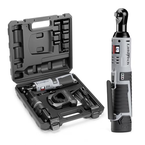 3/8" Cordless Electric Ratchet Wrench Set, 40Ft-lbs, 12V Power Ratchet Tool Kit With 2 Packs 2000mAh Lithium-Ion Battery And Charger,6 Sockets, 1/4" Adapter and 3" Extension Bar