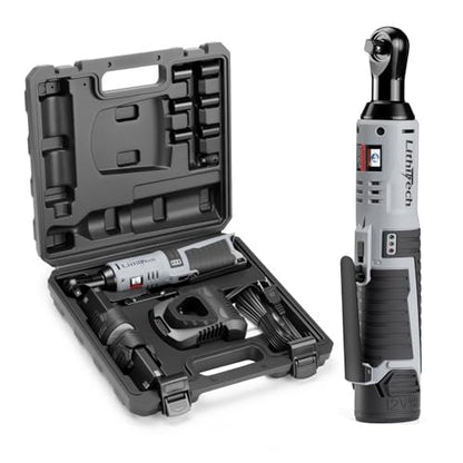 3/8" Cordless Electric Ratchet Wrench Set, 40Ft-lbs, 12V Power Ratchet Tool Kit With 2 Packs 2000mAh Lithium-Ion Battery And Charger,6 Sockets, 1/4" Adapter and 3" Extension Bar