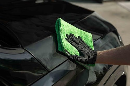 Autofiber Royal Plush Double Pile Microfiber Detailing Towel - Pack of 3, Green/Gray (16 inch x 16 in, 700 GSM) - color: Green/Gray