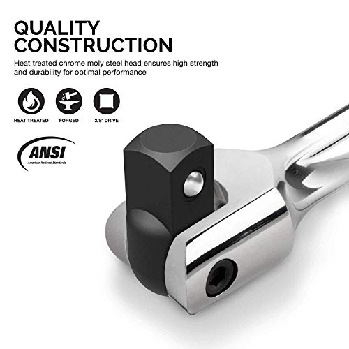 Neiko 00339A 3/8-Inch-Drive Premium Breaker Bar, 12 Inches Long, Nut Breaker Bar, 180-Degree Flex Cr-Mo Head with Cr-V Steel Construction - size: 12" Length, style: 3/8" Drive