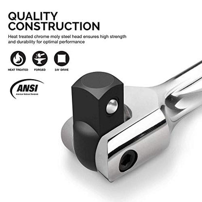 Neiko 00339A 3/8-Inch-Drive Premium Breaker Bar, 12 Inches Long, Nut Breaker Bar, 180-Degree Flex Cr-Mo Head with Cr-V Steel Construction - size: 12" Length, style: 3/8" Drive