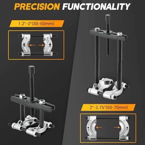 12-Piece Bearing Separator and Puller Set 5 Ton Capacity | Heavy Duty Bearing Splitter Puller Kit with 2" and 3" Jaws, Bearing Puller Set with Pinion Wheel and Hub Axle Removal Tool - color: Blue