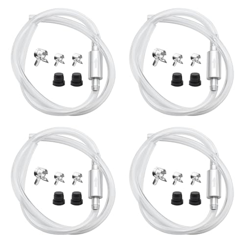 4 Pcs Universal Brake Bleeder Hose Kit with One-Way Check Valve, Rubber Brake Bleeder Hose, Brake System Bleeding Tools for Car, Motorcycle, Includes Fixing Clips & Rubber Caps