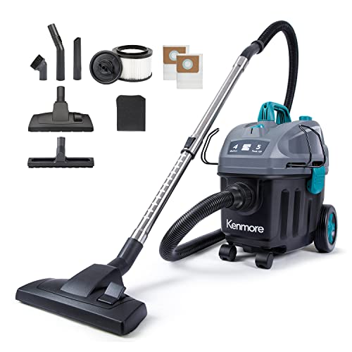 Kenmore KW3050 Wet Dry Canister Vac 4 Gallon 5 Peak HP 2-Stage Motor Vacuum Cleaner with Washable HEPA Filter & Dust Bags for Hard Floor & Carpet, Black - color: Black