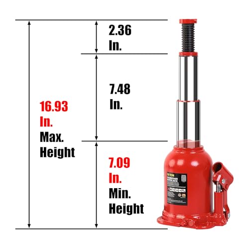 Big RED 10 Ton (20,000 LBs) Torin Double Ram Welded Hydraulic Car Bottle Jack for Auto Repair and House Lift, Red, ATH81002XR - size: 10 Ton (20,000 LBs), style: Double Ram