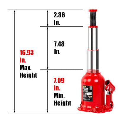 Big RED 10 Ton (20,000 LBs) Torin Double Ram Welded Hydraulic Car Bottle Jack for Auto Repair and House Lift, Red, ATH81002XR - size: 10 Ton (20,000 LBs), style: Double Ram