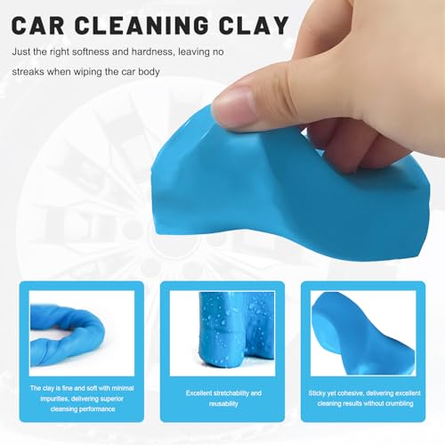 Sun Walker 4 PCS Car Clay Bars (4×180g), No Scratch Auto Detailing Cleaner with Washing & Adsorption Capacity, Universal Premium Glass Clay Bars Kit for SUV RV Truck, Car Accessories (Blue) - color: Blue